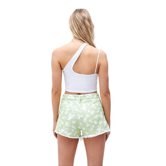 PacSun Green Eco Yin & Yang High Waisted Cotton Denim Festival Shorts - Picture 4 of 11